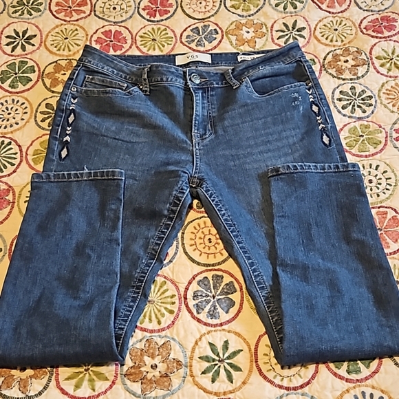 VGS jeans roll up skinny sz.12. Western Aztec by pockets - Picture 1 of 7